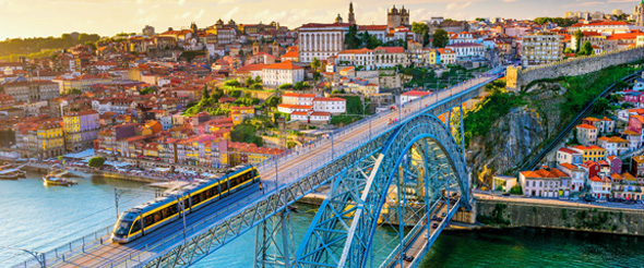 View of the bridge in Porto, Portugal. 